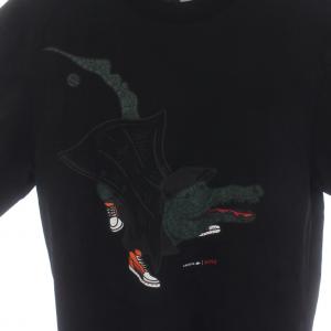 LACOSTE Netflix Lupin アレンジワニロゴTシャツ プリント 半袖 2 S 黒 ブラック TH8462