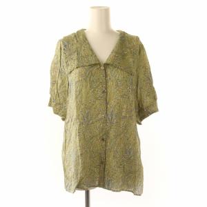 23SS SP Deveaux ワイドカラーシャツ ブラウス ビッグカラー ペイズリー 総柄 F 緑 グリーン