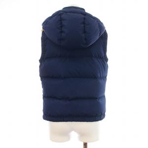 POLO RALPH LAUREN ダウンベスト フード スタンドカラー ジップアップ ロゴ 刺繍 XS 紺 ネイビー