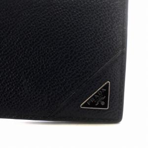 PRADA 三角プレート マネークリップ カードケース 二つ折り財布 レザー 紺 ネイビー