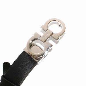 Salvatore Ferragamo ガンチーニ レザーベルト 革ベルト シルバー金具 黒 ブラック