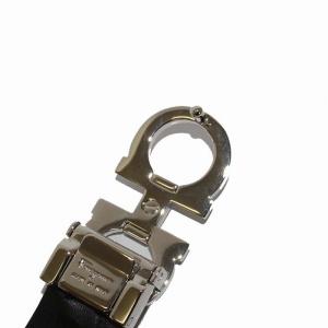 Salvatore Ferragamo ガンチーニ レザーベルト 革ベルト シルバー金具 黒 ブラック