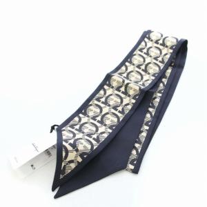 スカーフ ガンチーニ シルク 総柄 紺 ネイビー ベージュ