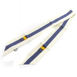 Salvatore Ferragamo ヴァラ リボンスカーフ ロゴ シルク アイボリー 紺 ネイビー 32 7828