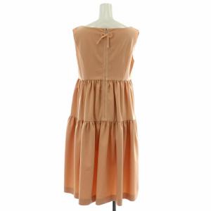 FOXEY NEW YORK ワンピース ひざ丈 ノースリーブ ティアード フレア スクエアネック ギャザー 40 M ピンク