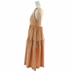 FOXEY NEW YORK ワンピース ひざ丈 ノースリーブ ティアード フレア スクエアネック ギャザー 40 M ピンク