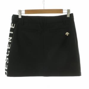 台形スカート ミニ ゴルフウェア GOLF ロゴプリント M 黒 ブラック