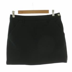 DESCENTE 台形スカート ミニ ゴルフウェア GOLF ロゴプリント M 黒 ブラック