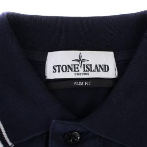 STONE ISLAND SLIM FIT ポロシャツ 半袖 ロゴ M 紺 ネイビー 101522S18 /BM