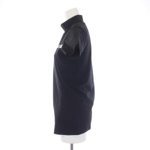 DESCENTE GOLF ナイロンベアロゴプリントモックネックシャツ カットソー 半袖 M 黒 ブラック DGWRJA10