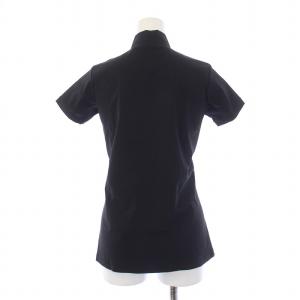 DESCENTE GOLF ナイロンベアロゴプリントモックネックシャツ カットソー 半袖 M 黒 ブラック DGWRJA10