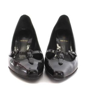 FENDI エナメル パンプス ヒール 35.5 22.5cm 黒 ブラック /YM