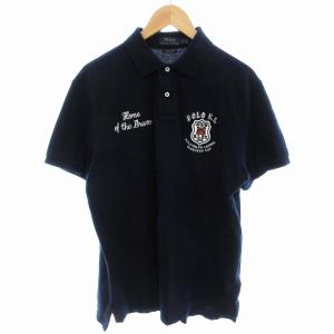 POLO RALPH LAUREN カスタムスリムフィット CUSTOM SLIM FIT ポロシャツ 半袖 ワッペン ポニー刺繍 LG L 紺 ネイビー