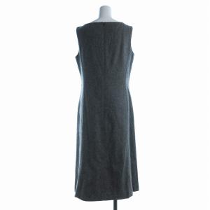 BALENCIAGA ラモード La Mod ワンピース ひざ丈 ノースリーブ ウール スリット 花装飾 40 XS グレー