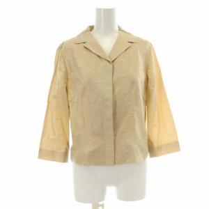 BALENCIAGA セットアップ 上下 2点セット シャツジャケット フレアスカート 絹 シルク混 ひざ丈 タック 花柄 総柄 刺繍 七分袖 40