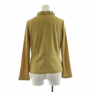 SYBILLA カットソー ストレッチ 長袖 プリーツ スタンドネック L 黄 イエロー