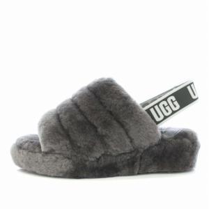 UGG australia フラッフ イヤー スライド FLUFF YEAH SLIDE サンダル ファー シープスキン USA6 23cm グレー 1095119