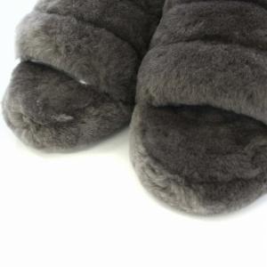 UGG australia フラッフ イヤー スライド FLUFF YEAH SLIDE サンダル ファー シープスキン USA6 23cm グレー 1095119