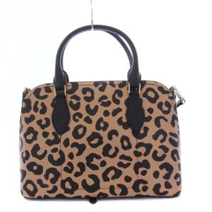 kate spade new york ハンドバッグ ショルダーバッグ 2WAY レオパード ヒョウ柄 レザー 茶 黒 ブラウン ブラック