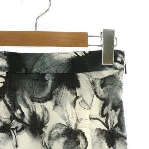 EPOCA フレアスカート ロング ミモレ 花柄 総柄 38 S 白 ホワイト グレー 黒 ブラック