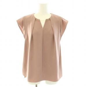 24AW フロントチェーンタックブラウス シャツ キーネック 半袖 1 S ピンク /YT