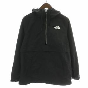 ホワイトレーベル アノラックパーカー ジャケット ブルゾン プルオーバー ハーフジップ ロゴ刺繍 S 黒 ブラック