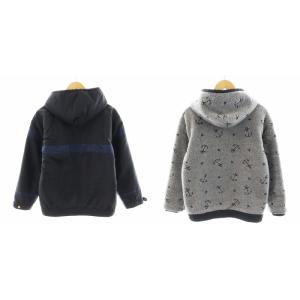 45R フリースジャケット 総柄 リバーシブル ナイロン 1 S グレー 黒 ブラック /AN30