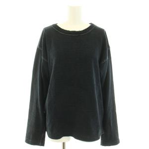 スウェット トレーナー ラウンドネック 長袖 ダメージ加工 ロゴプリント 刺繍 2 S 黒 ブラック /YT