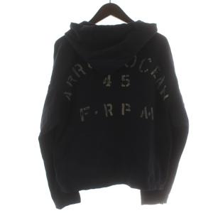 45rpm ジップアップパーカー フーディー プリント ロゴ 長袖 4 XL 紺 ネイビー