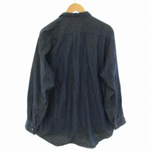 COMME des GARCONS HOMME PLUS デニムシャツ ダンガリーシャツ コットン 民族柄 総柄 切替 長袖 インディゴ