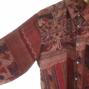 COMME des GARCONS HOMME PLUS ヴィンテージ 柄シャツ ビッグシルエット レッド AD1991 PB-110490