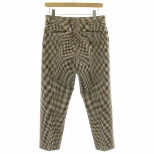 PRADA テーパードパンツ スラックス タック ジップフライ ウール チェック柄 44 XL 茶 ブラウン /BB