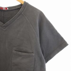 PRADA SPORT 2011年製 スウェット トレーナー コットン 半袖 Vネック ポケット S グレー SJM846 /TK