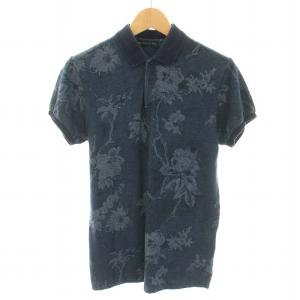 ETRO ポロシャツ 半袖 ハーフボタン 花柄 S 紺 ネイビー /YT