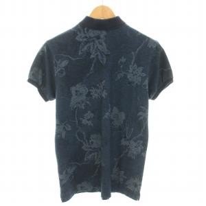 ETRO ポロシャツ 半袖 ハーフボタン 花柄 S 紺 ネイビー /YT