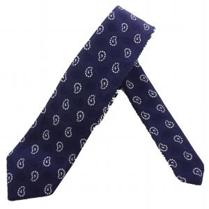 リバーシブル ネクタイ ペイズリー柄 シルク 紺 ネイビー /BM