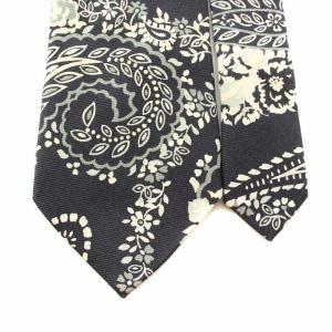 ETRO ネクタイ レギュラータイ ペイズリー柄 絹 シルク 黒 ブラック グレー