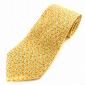 ネクタイ 犬柄 ハート柄 シルク 黄色 イエロー