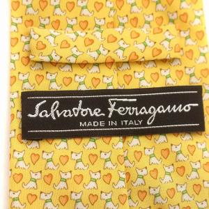 Salvatore Ferragamo ネクタイ 犬柄 ハート柄 シルク 黄色 イエロー