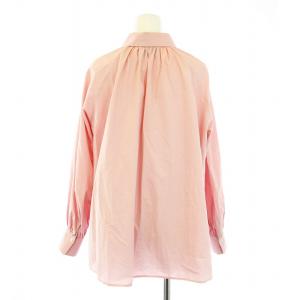 UNITED ARROWS ギャザー ボリューム シャツカラー ブラウス 長袖 コットン ピンク 15212151269 /KU