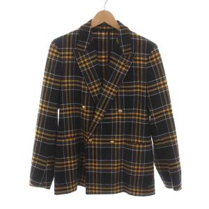 ダブル テーラードジャケット チェック 46 ブラック