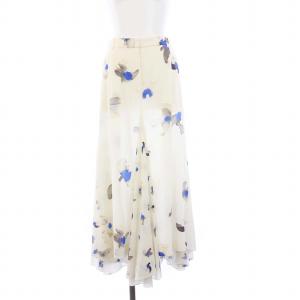 フレアスカート ロング 総柄 白 ホワイト /KH