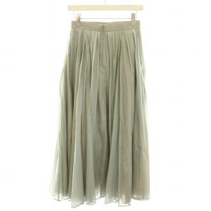 ebure スカート ロング マキシ フレア 絹 シルク 36 S モスグレー /YT