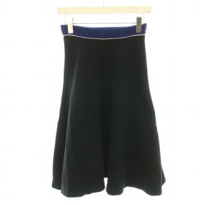 デザインスカート ニットスカート ロング ミモレ フレア ハイゲージ イージー ウール 36 S 黒 ブラック