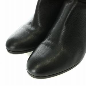 RALPH LAUREN ショートブーツ ブーティ レザー ベルト ハイヒール チャンキーヒール 8 25.0cm 黒 ブラック