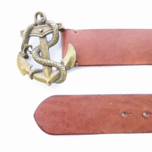 RALPH LAUREN ベルト バックル レザー 錨モチーフ S 茶 ブラウン