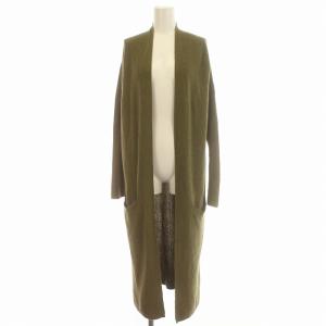 カーディガン ニット カシミヤ混 ロング 長袖 S カーキ
