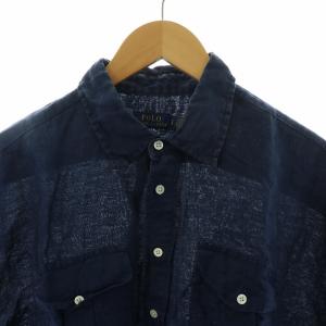 POLO RALPH LAUREN シャツ 半袖 麻 リネン フィッシュテール SP 紺 ネイビー /NQ