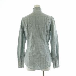 RALPH LAUREN シャツ ブラウス 長袖 ストライプ フリル スタンドネック 9 M 水色 ライトブルー