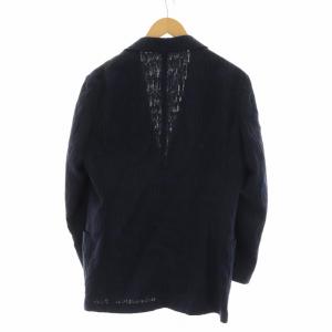 ARMANI COLLEZIONI テーラードジャケット シングル 総柄 麻 リネン混 ITA38 M 紺 ネイビー